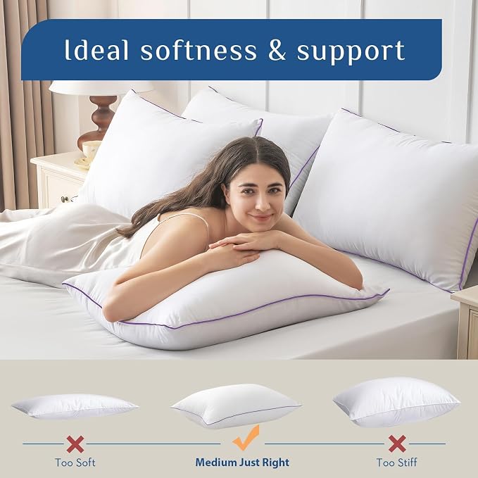 JOLLYVOGUE Pillows King Size Set of 1, Washable Supportive Single Bed Pillow - Image 5