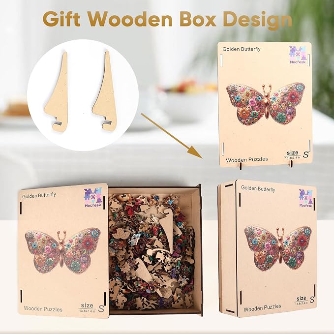 Mocfesk Wooden Puzzles for Adults, 206 Pieces | Unique Shaped Jigsaw Puzzles - Image 7