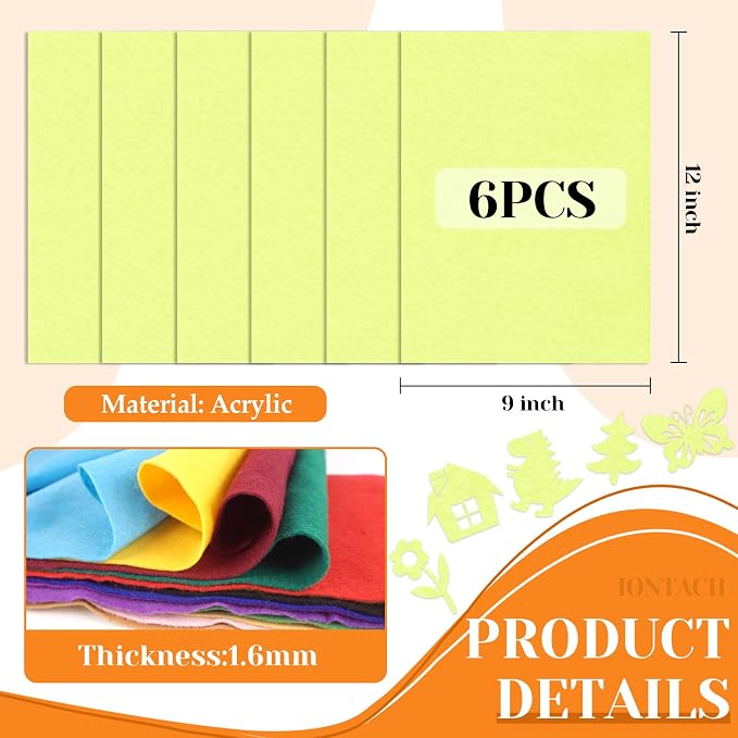 IONTACH 9" X 12" Soft Felt Sheets 1.6mm Thick | Felt Fabric - Image 3