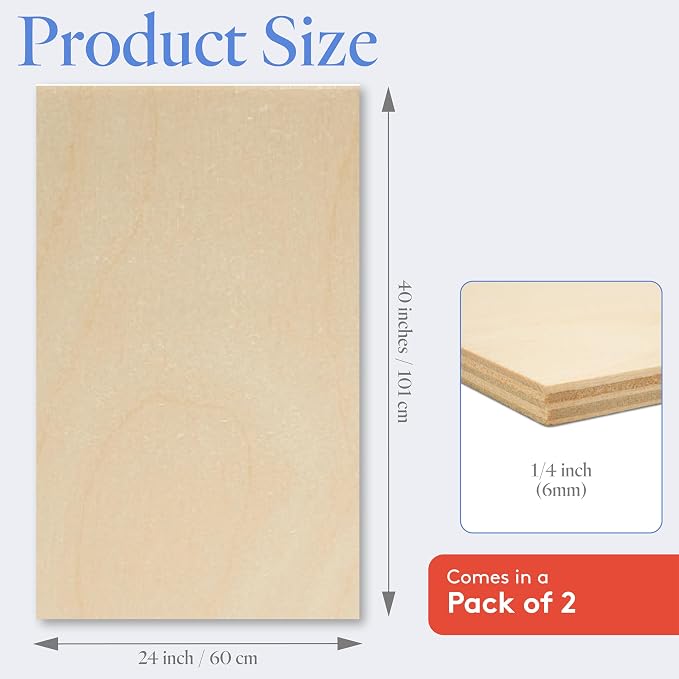 Baltic Birch Plywood 24 x 40 x 1/4 Inch- 6 mm Craft Wood, Stronger Than - Image 2