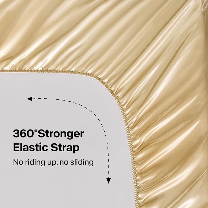 BEDELITE Satin Sheets Twin Size Bed Set, Luxury Soft Champagne Silky Sheets - Image 4