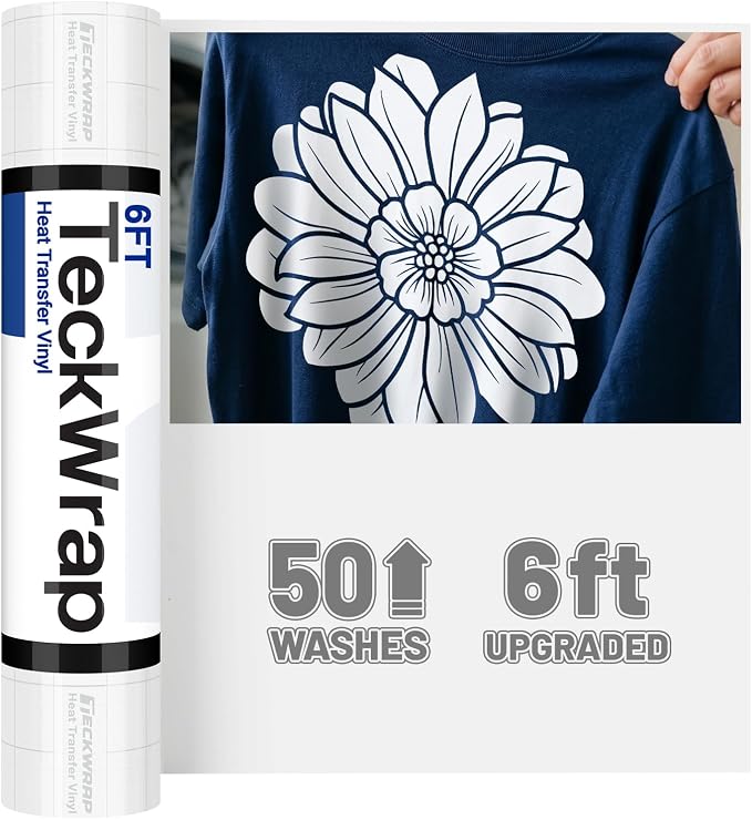 TECKWRAP Heat Transfer Vinyl for T-Shirts, 50+ Washes, REACH Certified & Dryer by TECKWRAP