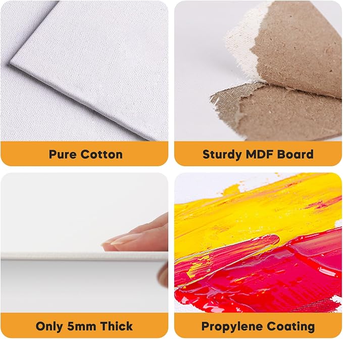CONDA Canvas Boards for Painting, 100% Cotton Canvas Panels, Artist Quality for - Image 3