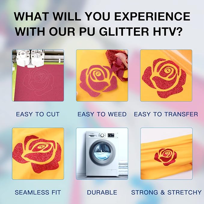 HTVRONT Red Glitter HTV Vinyl Roll - Image 3