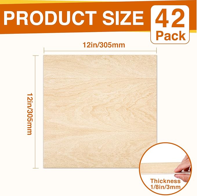42 Pack Basswood Sheets 12"x12"x1/8" - Image 2