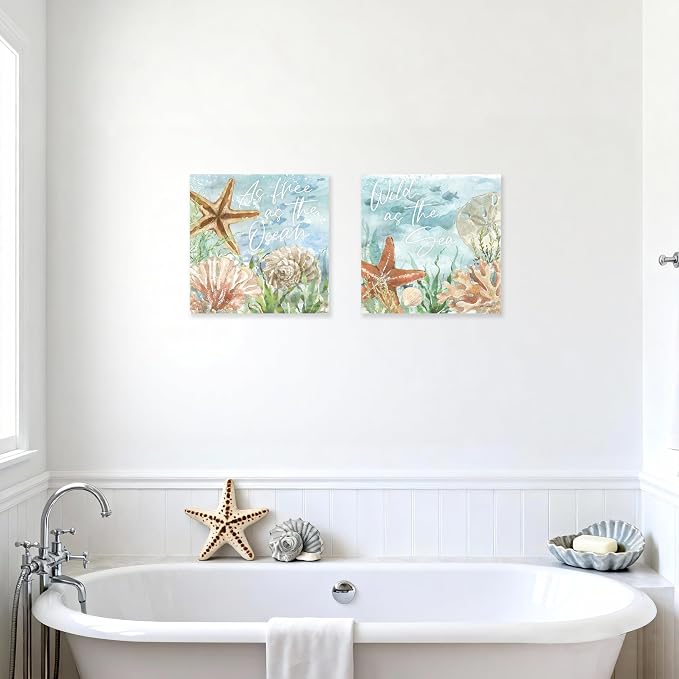 Ocean Wall Decor Seashell Starfish Coral Canvas Print Coastal Wall Art - Image 5