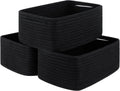 3 Pack Small Storage Baskets for Organizing, Cute Woven Decorative Gift Baskets for Shelves, Mini Closet Organizer Bins with Handles, 11.81''Lx7.87''Wx4.72''H-Black