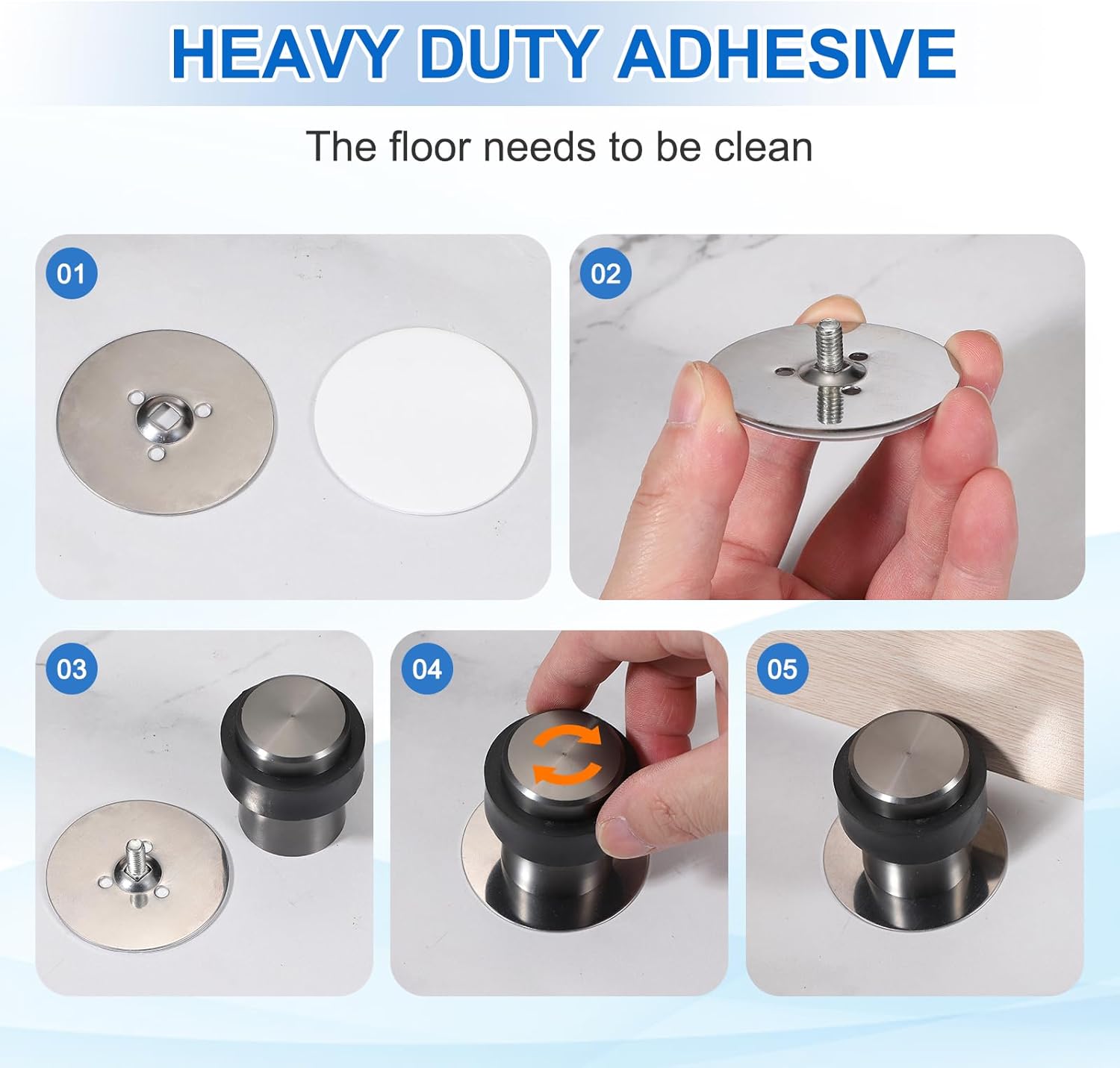 PATIKIL 2Set Round Door Stoppers, 46mm Stainless Steel Door Stop Doorstop Wedge Metal Cylinder Self Adhesive with Screw for Bottom of Door Floor Inside, Copper Tone