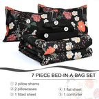 Yiran Black Red Floral Comforter Set Queen Size, 7 Piece Winter Comforter - Image 7
