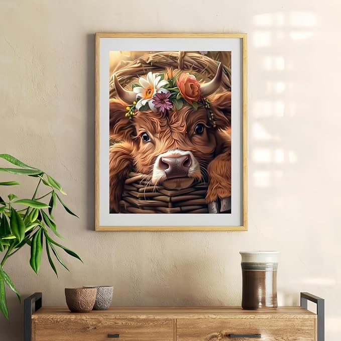Mosaflare 5D Diamond Art Kits for Adults, Highland Cow Diamond Painting for - Image 2