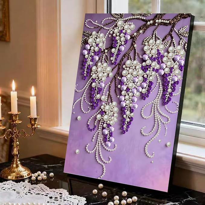 GEMFAMILY 5D Diamond Art Kits for Adults, DIY Violet Pearl Diamond Painting Kit - Image 3