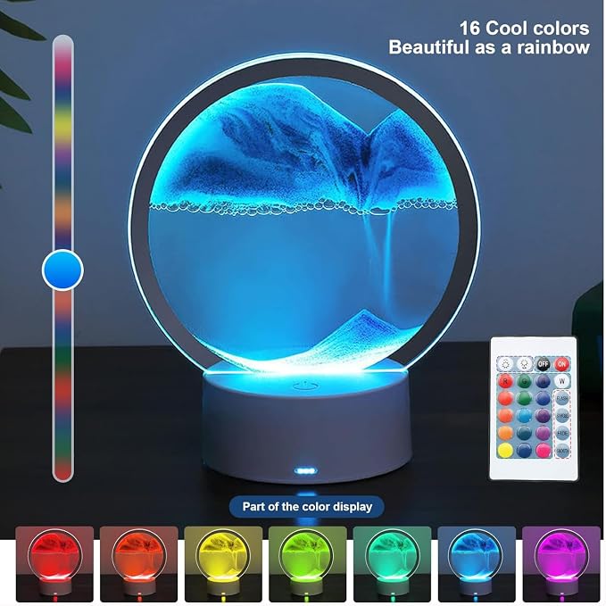 rysnwsu Moving Sand Art Picture Round Glass 3D Deep Sea Sandscape in Motion - Image 2
