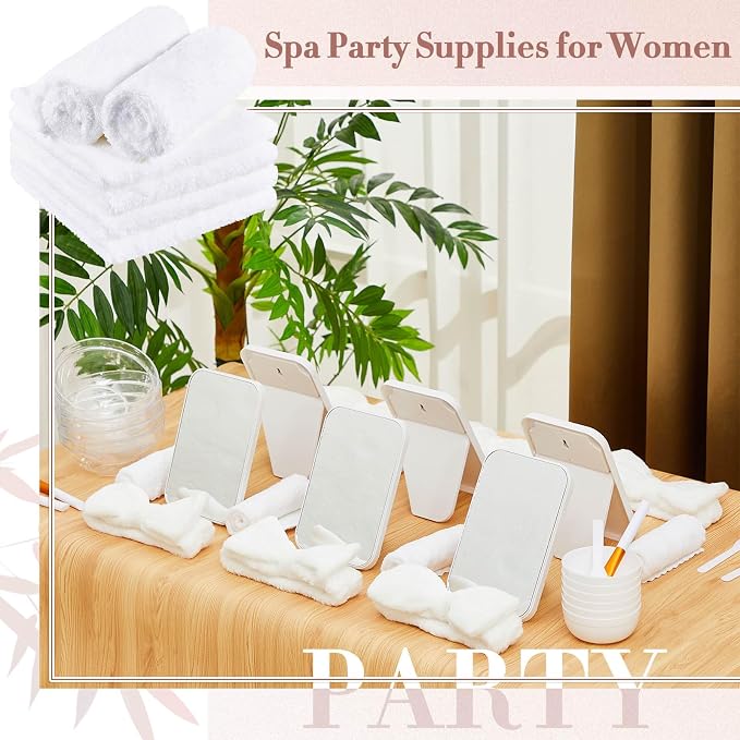 Teenyyou 10 Set White Spa Party Supplies - Image 6