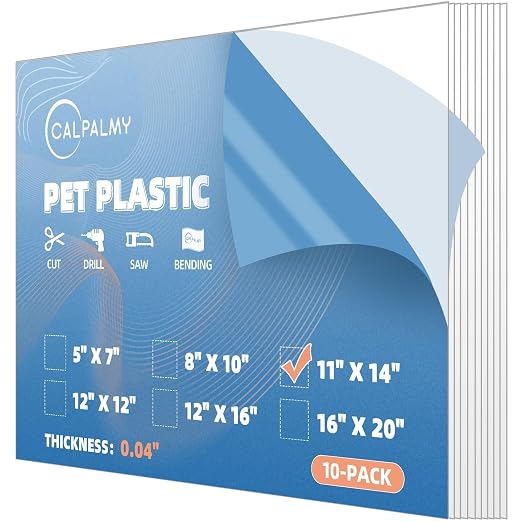CALPALMY 10-Pack 11x14 Clear PET Plastic Sheets, 0.04" Thick Flexible by CalPalmy