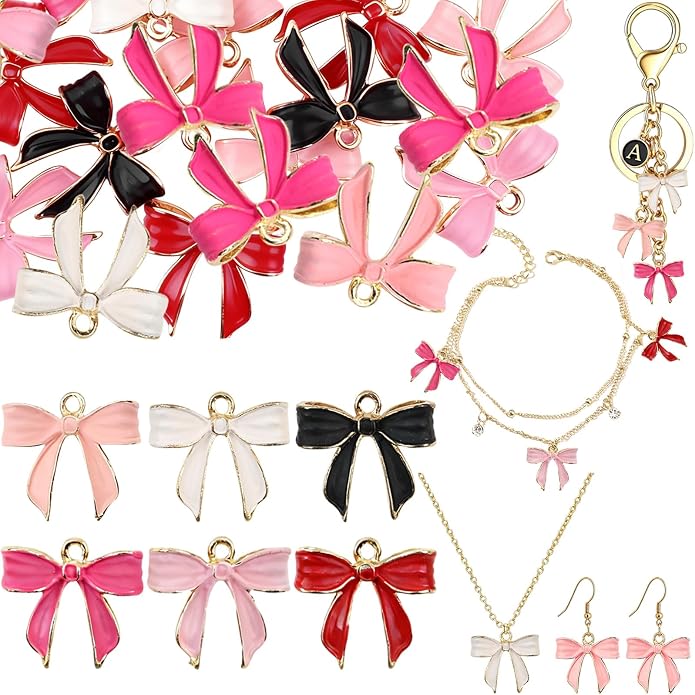 Bow Charms for Bracelet Jewelry Making Cute Bracelet Charms | 18Pcs, Bow Charms by Unknown