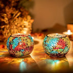 Colorful Mosaic Glass Tea Light Holders, Handmade Romantic Tealight Holders - Image 7
