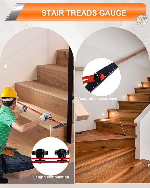 AXIUM Stair Tread Template Tool Adjustable 10.5" to 60.5" Stair Gauge Jig | - Image 5