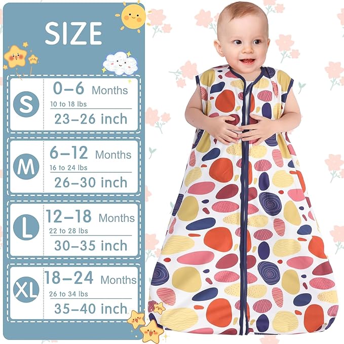 3 Pack Baby Sleep Sack 100% Rayon Cotton Baby Sleeping Bag 2-Way Zipper Toddler Wearable Blankets TOG 0.3. (Leopard&Cobble&Green, 12-18 Months)