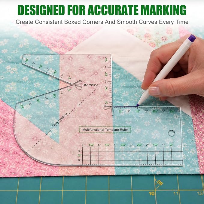 2 Pack Boxed Bag Making Template, 7.5x10 Inch Acrylic Patchwork Ruler Sewing - Image 3