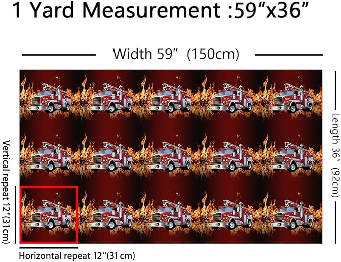 Erosebridal Fire Truck Flannel Fabric by The Yard Fireman Soft Not Stretchy - Image 2