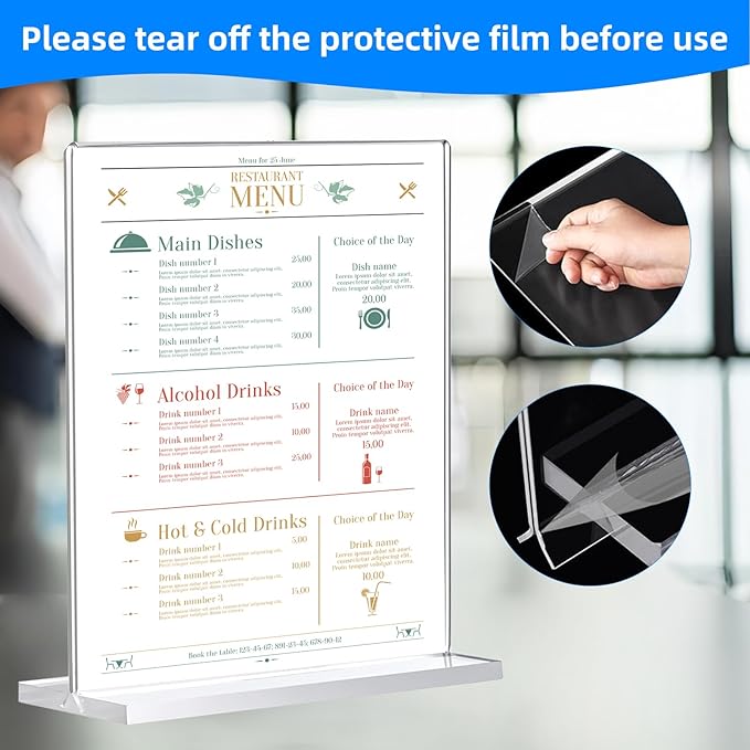 10 Pack Acrylic Sign Holder 8.5 x 11, Double-Sided Clear Sign Holder Plastic - Image 3