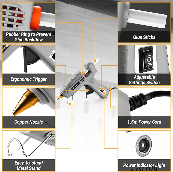Hot Glue Gun Full Size: DEKOPRO 60/100Watt Dual Temp Hot Glue Gun Kit - Image 3
