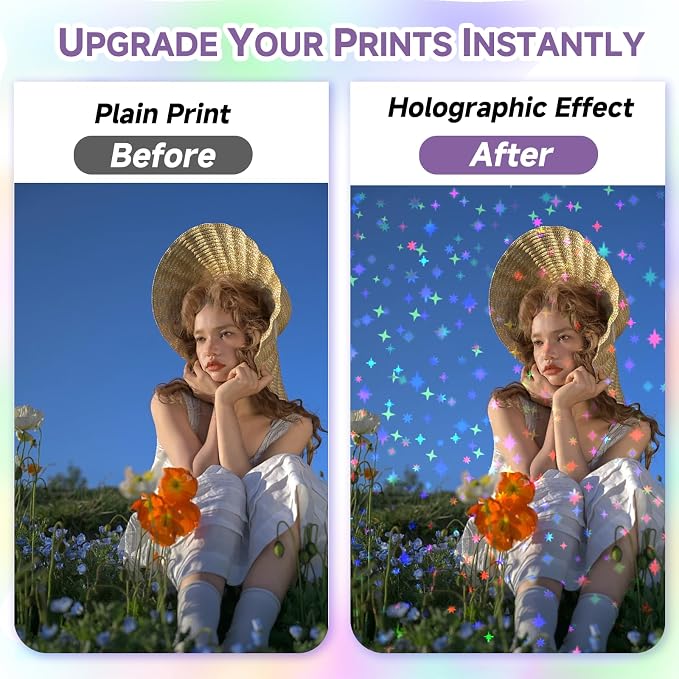 36 Sheets Holographic Sticker Paper Transparent Holographic Laminate Sheets | - Image 5