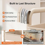 3 Tier Beige Rolling Storage Cart Metal on Wheels, Cream Three Tiered Diaper - Image 9