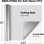 RENLITONG Soft Metal Heat Transfer Vinyl, Premium PU Material HTV Roll - Image 2