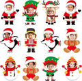 48 Set Christmas Santa Elf Reindeer Snowman Nutcracker Gingerbread Man Penguin by gisgfim
