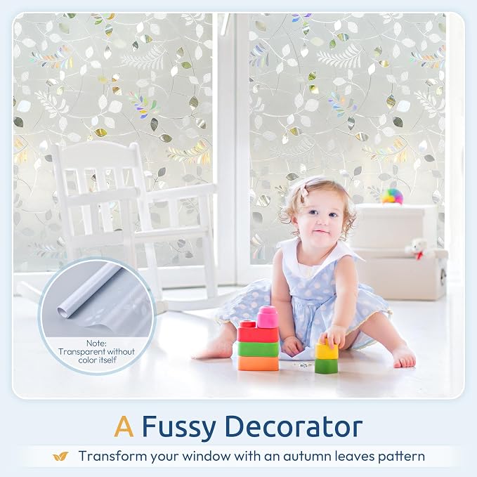 rabbitgoo Window Privacy Film, Frosted Glass Window Film, 23.6" x 157.4" | 3D - Image 3