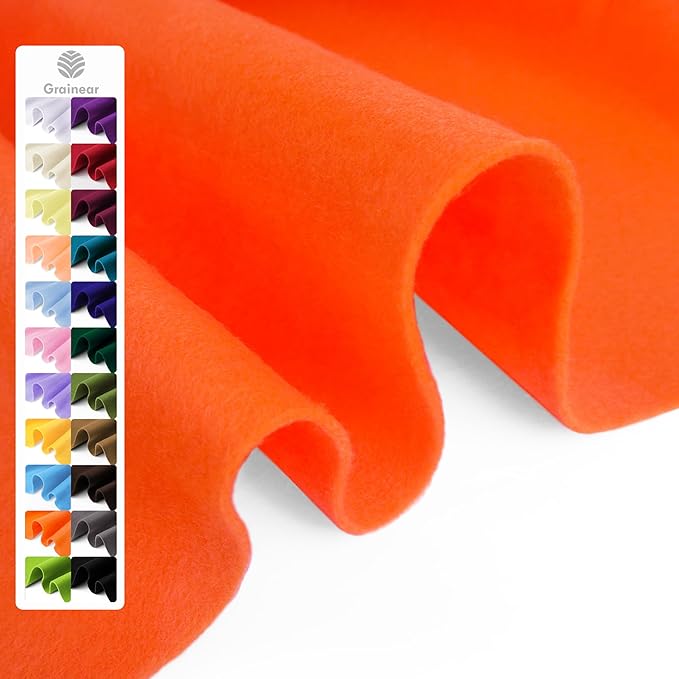 Orange Soft Felt Fabric Sheet, 1.6mm Thick by Grainear
