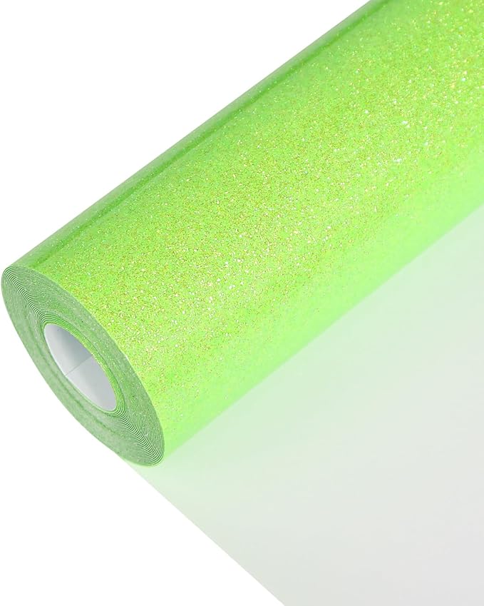 Neon Green Glitter Heat Transfer Vinyl 12" x 15 ft HTV by MerryMade