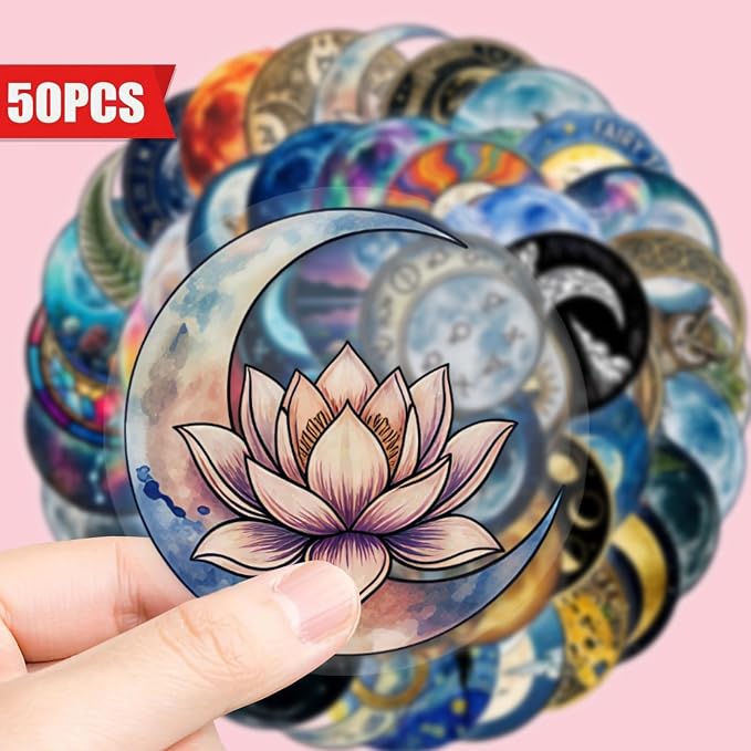 50PCS Transparent Moon & Space Stickers, Waterproof PET Celestial Decals - Image 4
