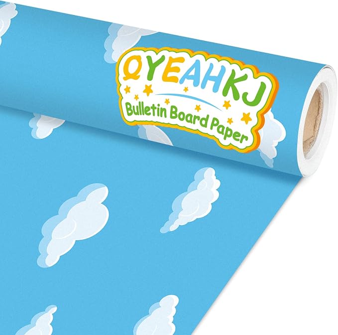 Qyeahkj Sky White Cloud Bulletin Board Paper Roll Cloud Bulletin Board by Qyeahkj