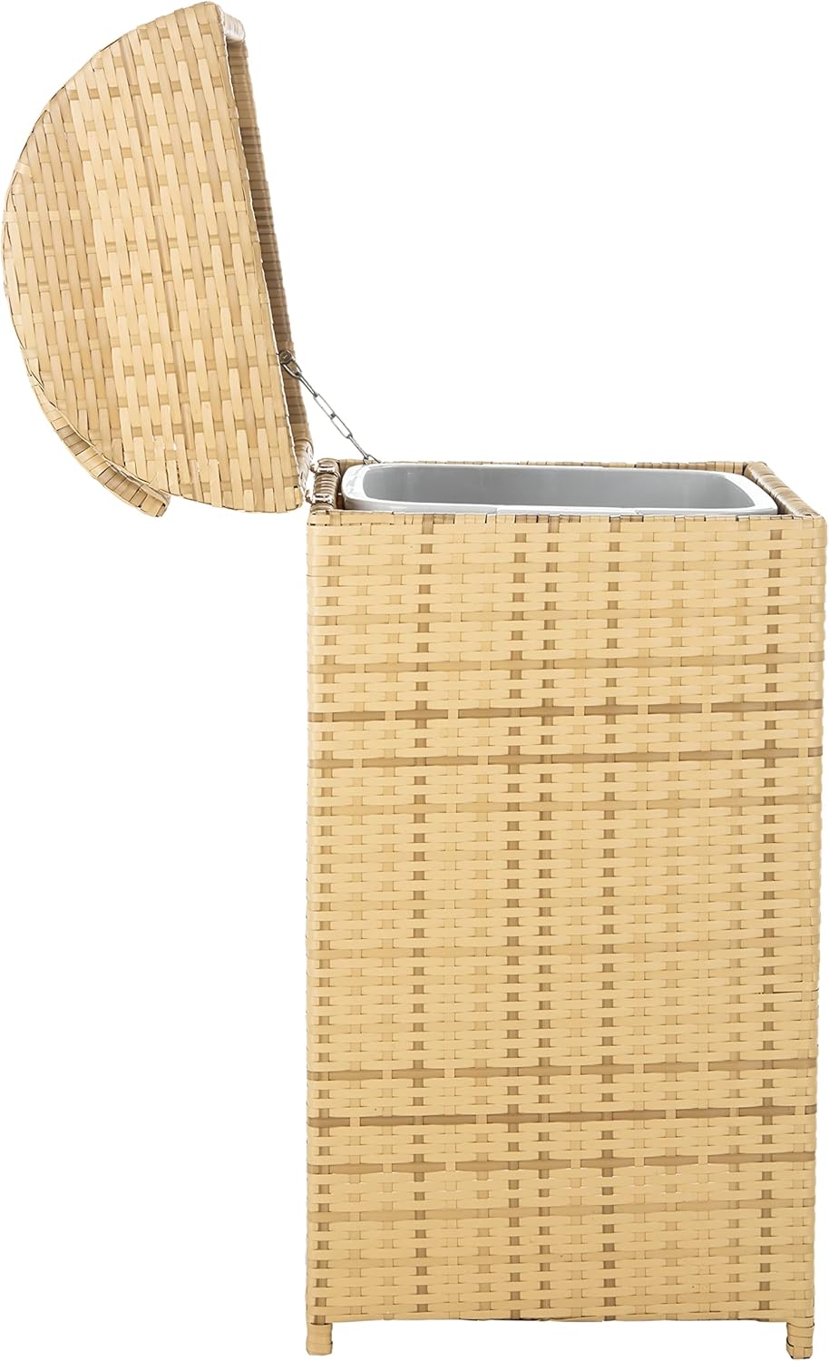 SAFAVIEH Outdoor Collection Mazeli Natural Woven Swing Top Dome Lid Trash Bin (Fully Assembled) PAT7511D