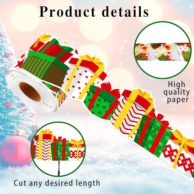 69 Feet Christmas Gift Box Border Red Green Bulletin Board Border Trim - Image 3