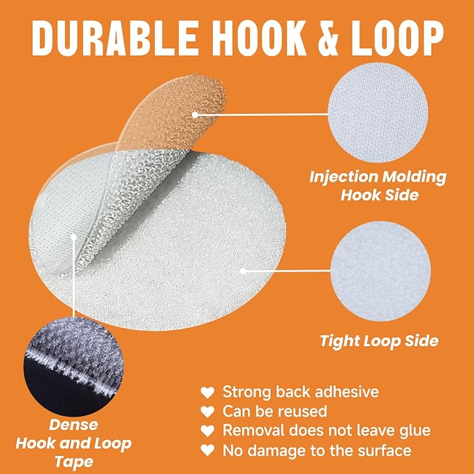 Self Adhesive Dots, Strong Adhesive 1400pcs 0.59" Diameter Sticky Back Nylon - Image 3