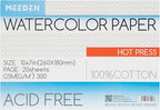 MEEDEN Watercolor Paper Block, 100% Cotton Watercolor Paper Pad of 20 Sheets by MEEDEN