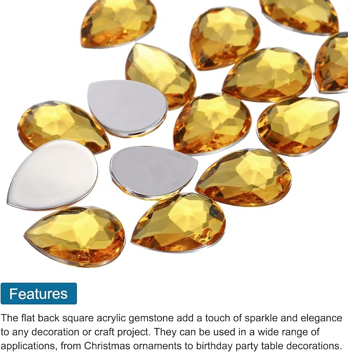 MECCANIXITY 50PCS Flat Back Acrylic Teardrop Gems 18x25mm Artificial Rhinestones - Image 4