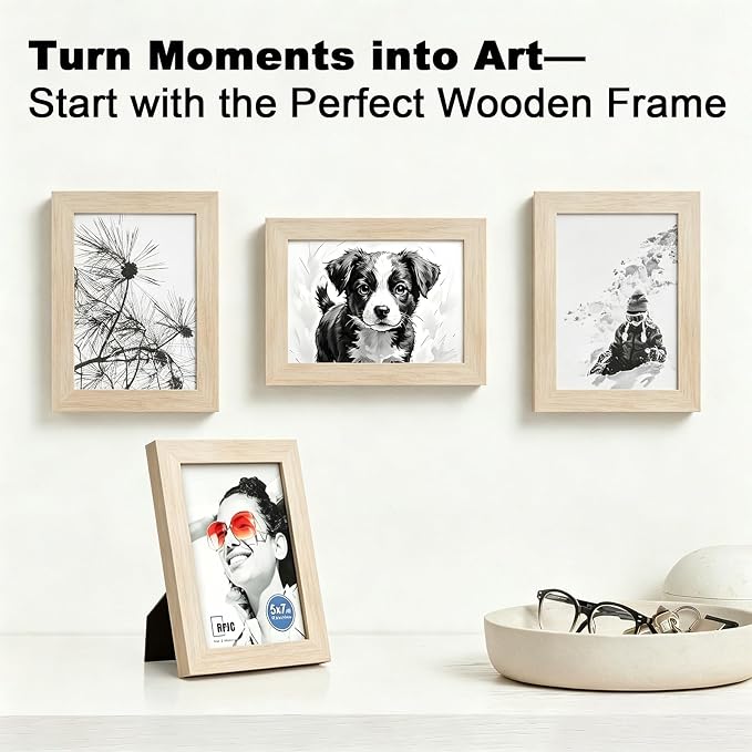 RPJC 5x7 Picture Frames Made of Solid Wood High Definition Glass - Image 2