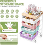 SYKIARIOL Rolling Utility Storage Cart, 4 Labeled Ice Cream Colored Drawers - Image 4