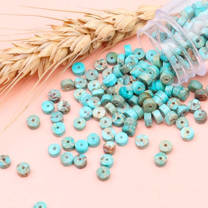 Natural Stone Heishi Beads for Necklace Making, 4 mm x 2 mm Small Flat Round - Image 7