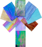 9 Sheets Stained Glass Sheet, 4 x 6 inch Iridescent Glass Sheets Mosaic Glass - Image 3