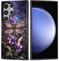 for Samsung Galaxy S23 Ultra Case, Stained Glass Dragonfly Pattern Glossy 2 in by Teonvpu