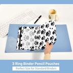 Black Paws Print Pencil Pouch for 3 Ring Binder, 2 Pack Waterproof Pencil Bags - Image 4