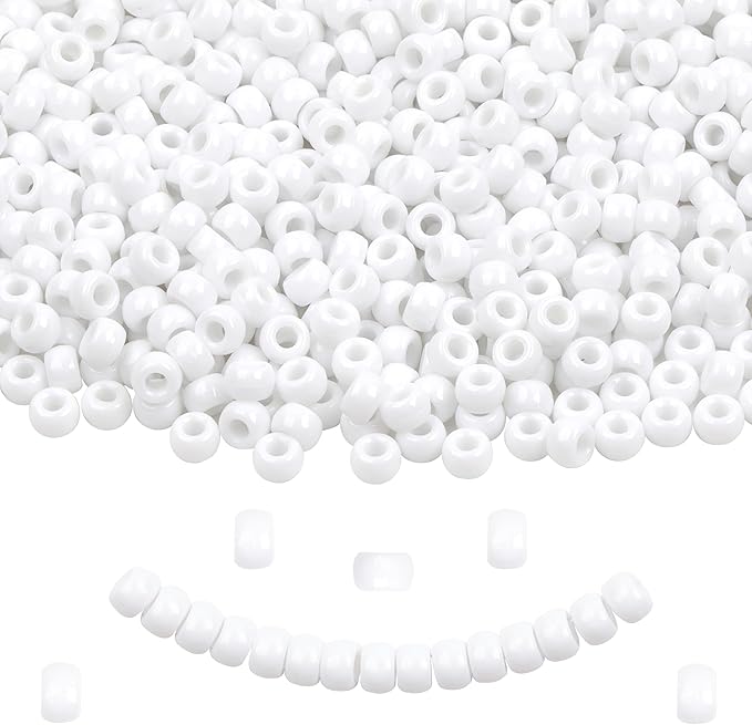 White Pony Beads for Bracelet 1000 Pcs Plastic Beads for Friendship Bracelets by KAKW