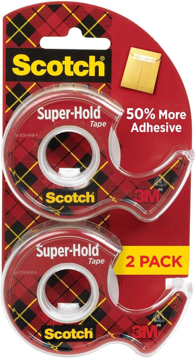 Scotch Super-Hold Tape, 2 Rolls, 3/4 x 600 Inches, Dispensered | Transparent by Unknown
