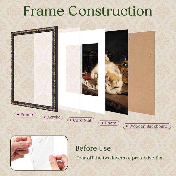 TWING 11x14 Picture Frame, Ornate Vintage 11x14 Frame, 1 Pack | Vintage Picture - Image 3