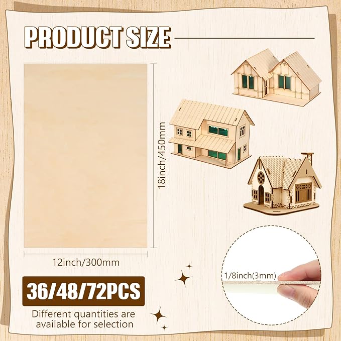 Riakrum Basswood Sheets Plywood Board Unfinished Wood Boards - Image 2